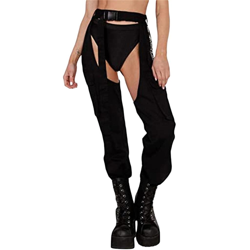 Women Sexy Hollow Out Pants, Patchwork 