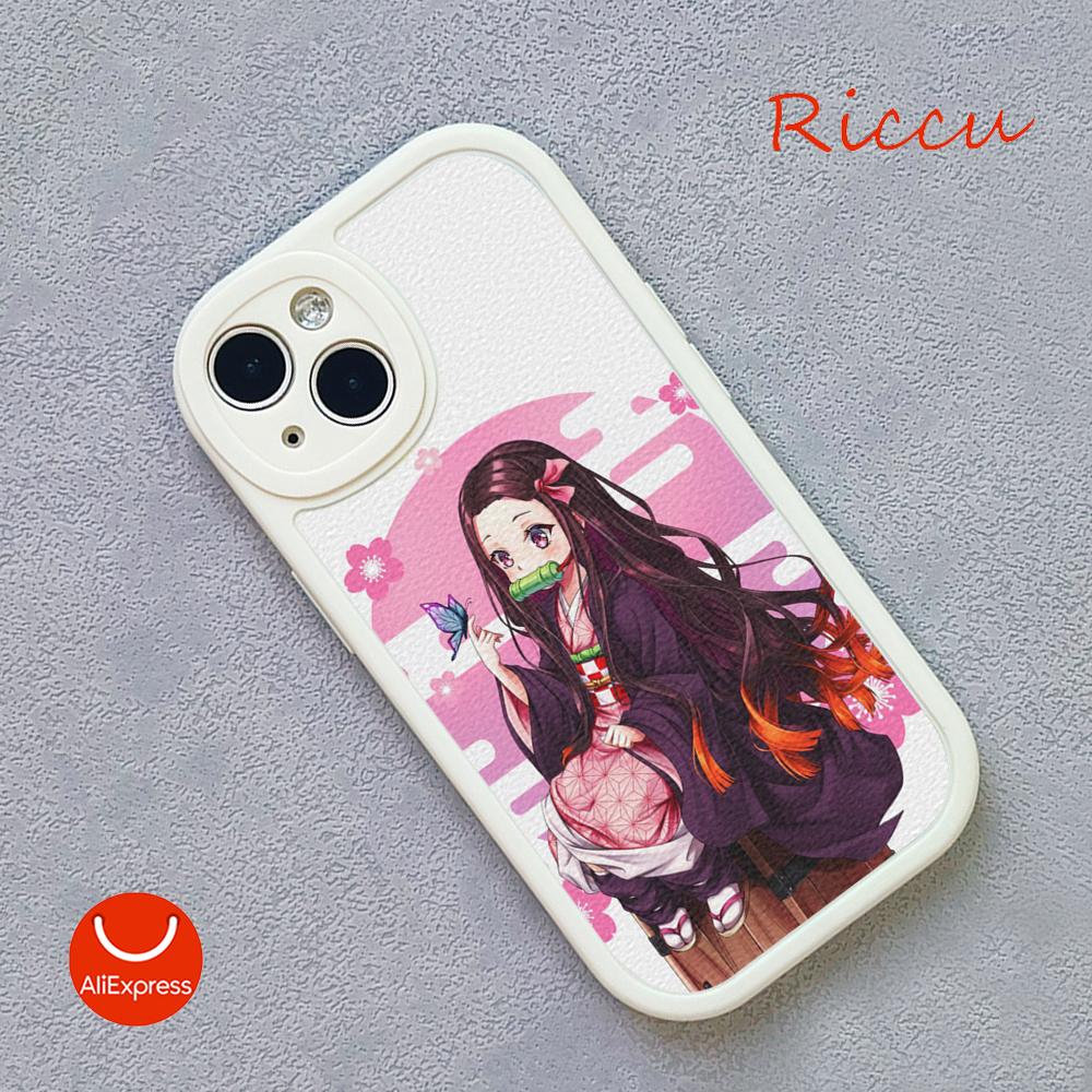 Anime Demon Slayer Kamado Nezuko Pouzdro na telefon pro Iphone 14 13 11 12 Pro MAX 12 MiNi 7 8 plus XS XR Jehněčí kůže Ochranné kryty
