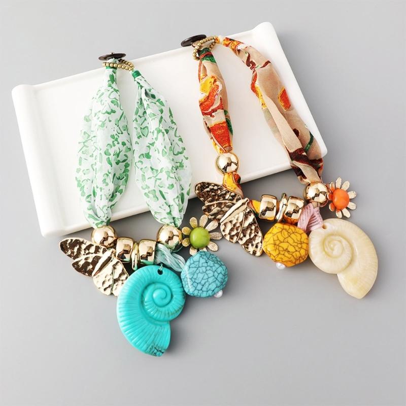 Stylish Floral Scarf Necklace With Neck Wrinkle Coverage Soft Comfortable Blend Fabric Jewelry for Everyday or Vacation