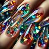 Luxury Gemstone Colorful Wearable Ballet Nails - Ice Crystal Manicure Tips