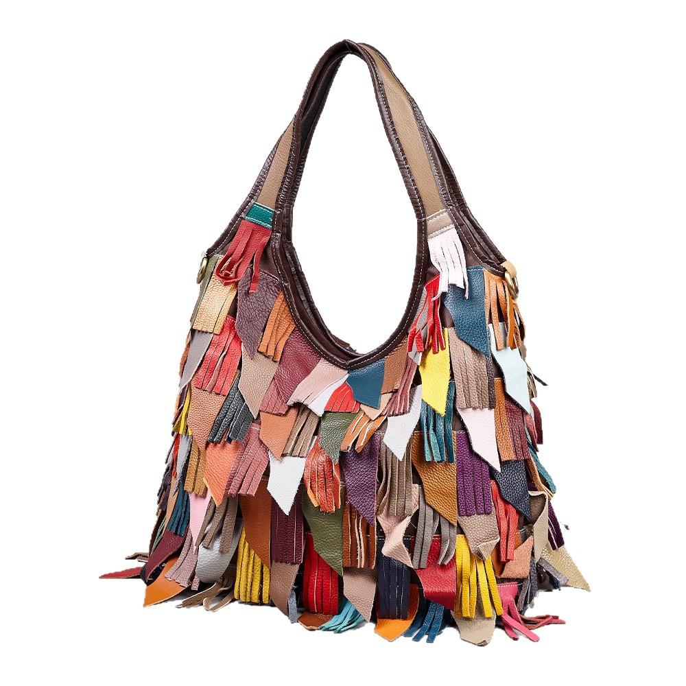 This Is A Designed Women's Single-shoulder Bag with Tassels In Contrasting Colors and A Crossbody Bag