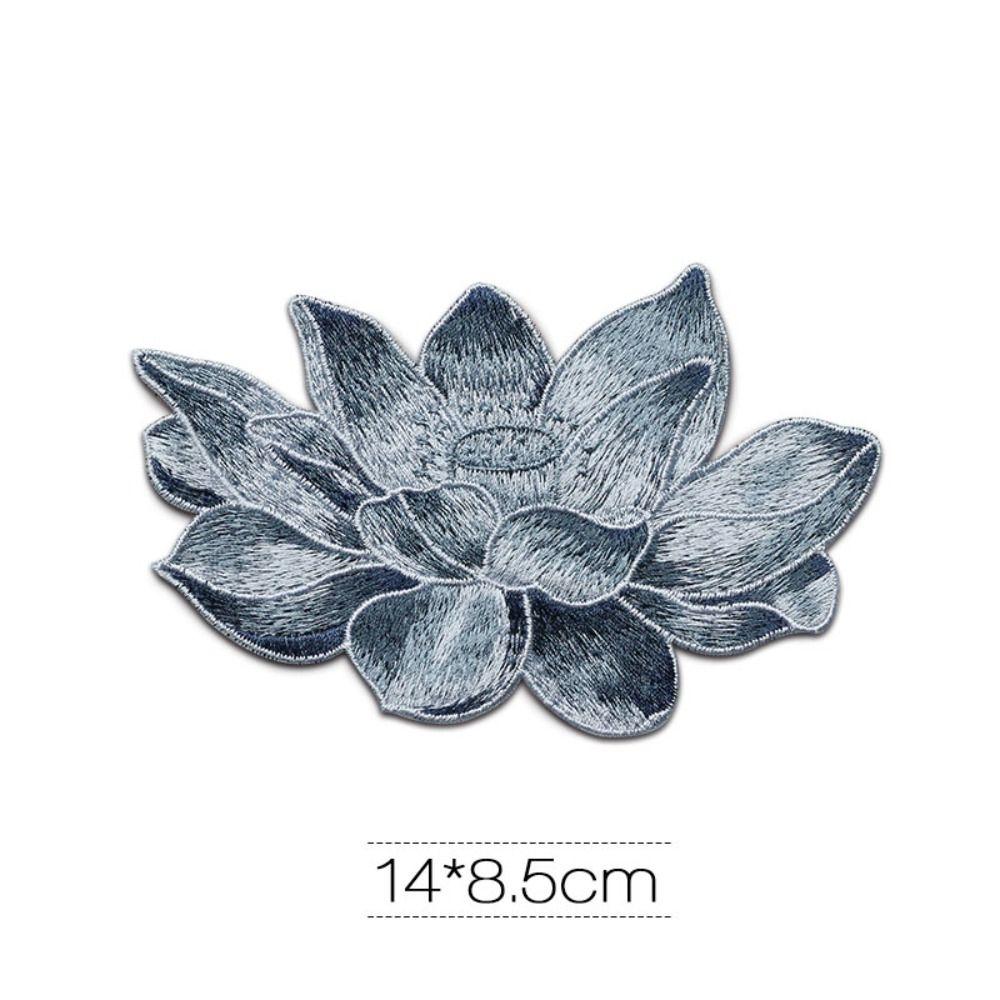 

DIY Embroidered Patches No Glue Embroidery Stickers New Lotus Flower Patch сірий