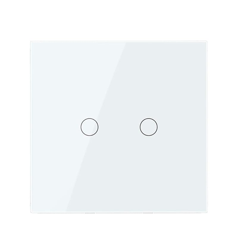 LIVOLO Wall Touch Light Switch (No Neutral) 2 Gang with White Tempered Glass Panel, Double Touch Light Switch,VL-A801/01-4WG