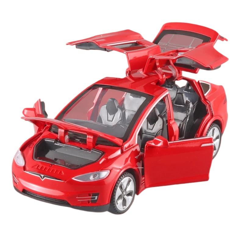 

Іграшкова машинка Tesla Model X, лита під тиском машина з цинкового сплаву 1/32 для дітей, колекційна іграшка-транспортний засіб з відкидними дверима, масштабна модель автомобіля червоний