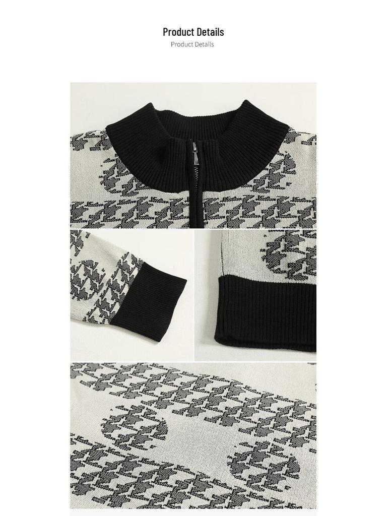 Anlom Autumn/Winter Geometric Colorblock Long Sleeve Cardigan