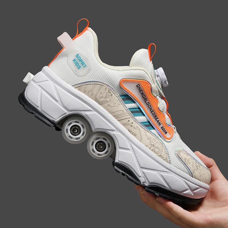 Transformable Dual-Use Roller Skates: 4-Wheel To Inline, Ice, & Walking Shoes