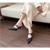 2025 spring/summer new women shoes French pointy  outdoor half slippers beach  gold stilettos toe cover sandals
