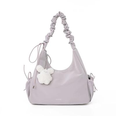New Solid Color Lightweight Drawstring Casual Commute Cute Versatile Shoulder Messenger Bag Commute Light Luxury Portable