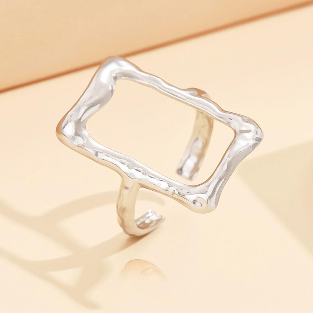 Baroque Retro Irregular Geometric Stainless Steel Women s Ring - Holiday Style Accessory