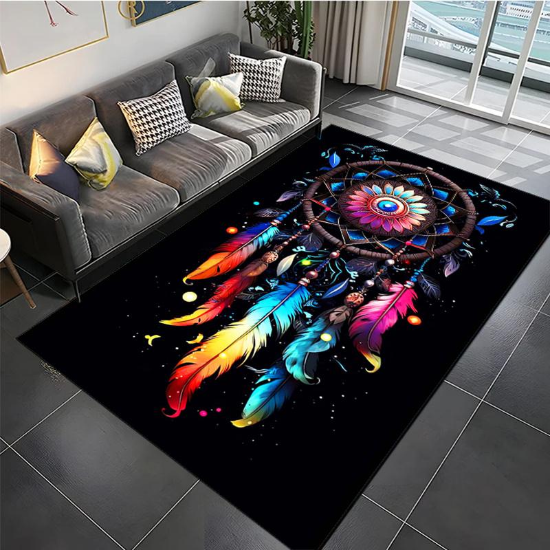 [Crystal Velvet Rug] Crystal Velvet Dream Catcher Printed Area Rug Carpet for Bedroom Living Room Home Decor Rugs Mat Non Slip Mat Rug for B