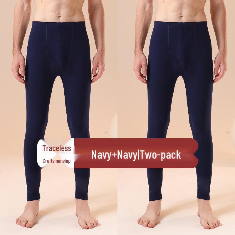 Colanți termici fără cusături cu talie înaltă pentru bărbați - Pantaloni de toamnă călduroși din bumbac lână