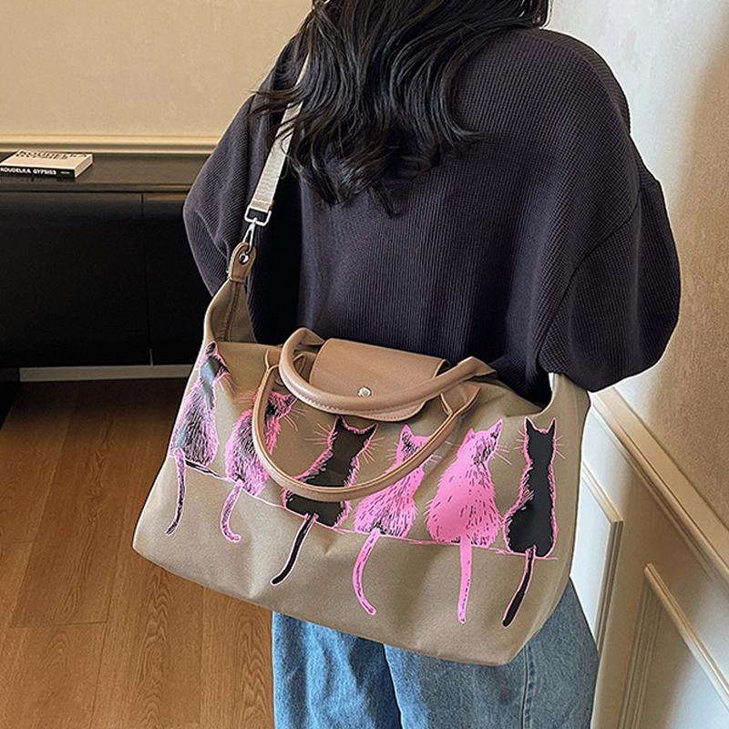 Women Crossbody Bag Shoulder Bag Cat Print Travel Cute Creative Student School Bag Travel Simple Fashion Travel Bag