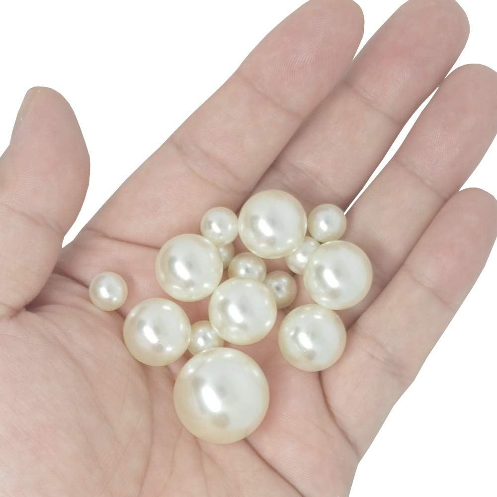 Lifestyle-cat 104pcs Mixed Size Pearls Beads No Holes 8mm, 14mm, 20mm Pearls for Vase Filler, Table Scatter, Wedding, Birthday Party, Home Decoration