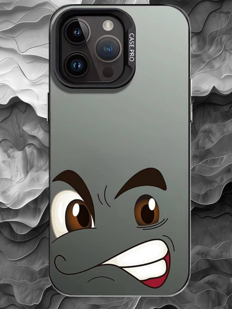 C-Cartoon expression Phone Case For iPhone 17 16 15 14 13 12 11 Pro Max Plus Silver Matte Black Cover