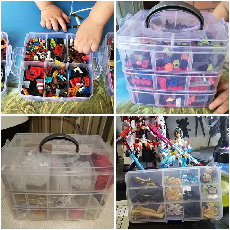 Transparent Multi-Layer Detachable Storage Box for Small Items and Lego Bricks