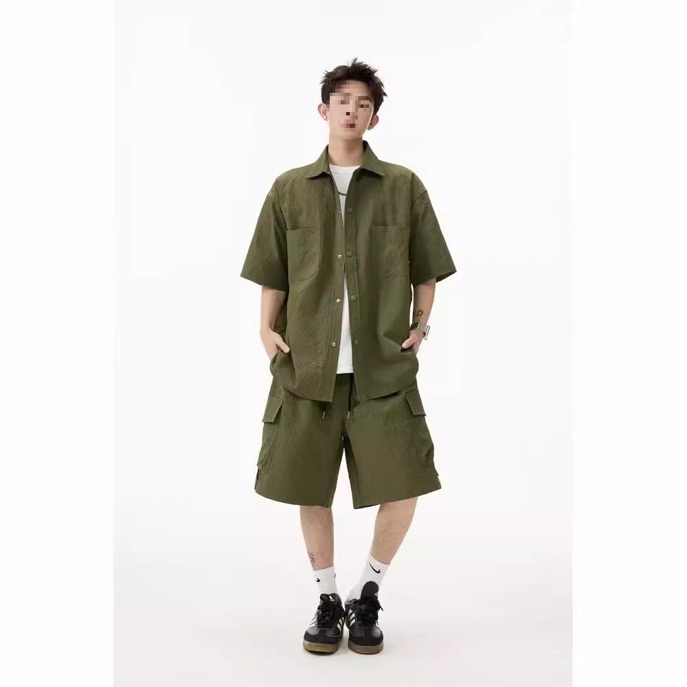 2025 Men's Trendy Summer Set: Cool Short-Sleeve Shirt & Casual Sports Shorts Two-Piece