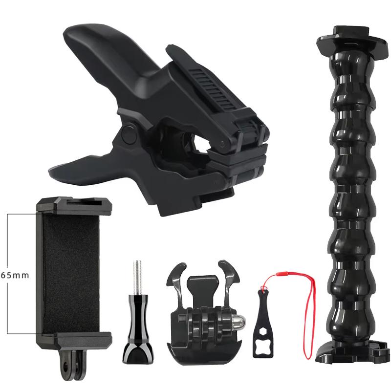 Soporte de Cuello de Cisne con Abrazadera Flexible Jaws para Cámara GoPro Hero 13 12 11 10 9 SJCAM Akaso Insta360 DJI Osmo Action 6/5 PRO/4/3/Nano