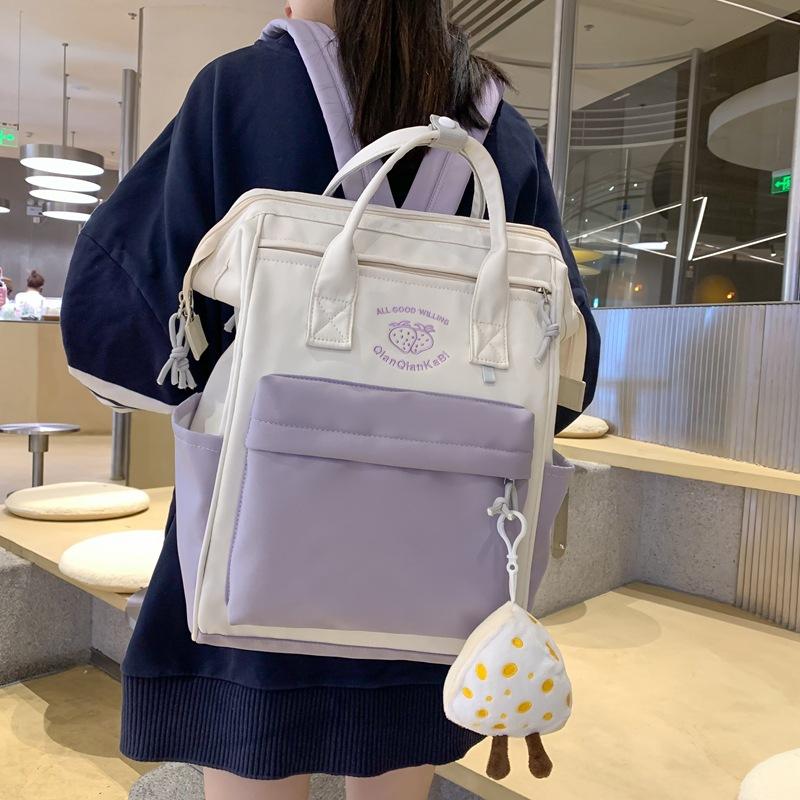 Printed clip model, portable Harajuku student schoolbag, new backpack for junior high school students