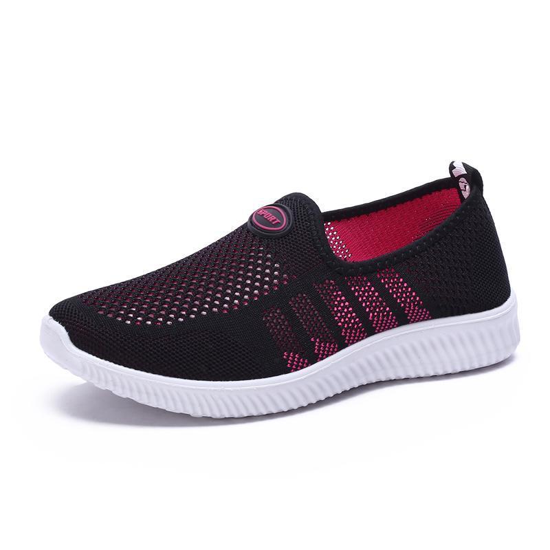 2024 spring new flying woven women's shoes walking light soft-soled sports shoes versatile casual shoes breathable mother shoes