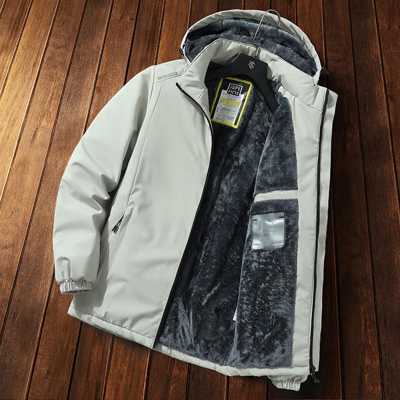 Зимняя ветрозащитная куртка мужская с капюшоном, на хлопковой подкладке, утолщенная, теплая зимняя мужская куртка L серый