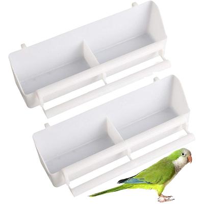 2PCS Plastic Bird Feeding Bowl Double Bird Cage Water Food Feeder Caged Plate Bird Feeder Water