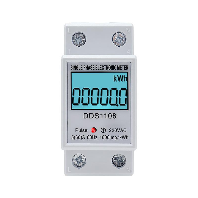 Single-phase Electric Energy Meter Rail Type Intelligent Digital Display Meter 220V High-precision Electric Meter 2P Instrument