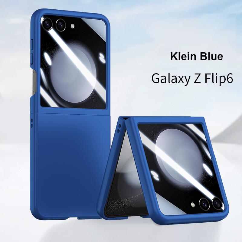 Etui Skin Feel do Samsung Galaxy Z Flip 6 5 5G Flip5 Flip6 Mały ekran z folią zabezpieczającą 2-częściowy zestaw Pokrowiec odporny na wstrząsy