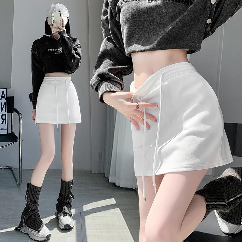 Women's Gray High-Waisted A-Line Sports Skirt and Shorts Combo for Spring/Summer 2025