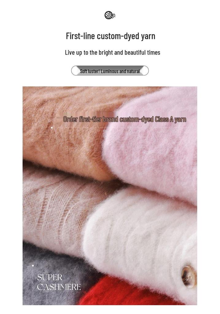 Damen Kaschmir Zopfmuster Cardigan - Rundhalsausschnitt, Langarm, Unifarben, Knopfleiste Pullovermantel für Herbst/Winter