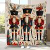 Nutcracker Soldier Flannel Blanket - Vintage Polyester Throw,Soft All-Season Decor for Bed/Sofa, Machine Washable Christmas Gift
