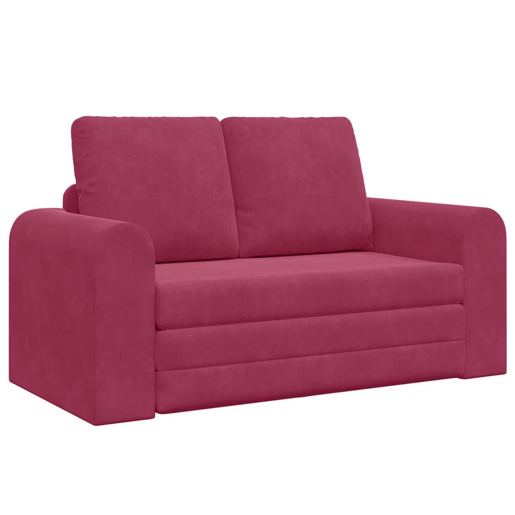 Wine Red Velvet Sofa Bed 148 x 71 x 83 cm