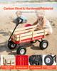 Ziehwagen für Kinder, 101 cm Kleinkind-Wagen mit Holzpaneelen & Griff, Belastbar bis 150 kg, Geländegängiger Nutzanhänger Geburtstaggeschenk für