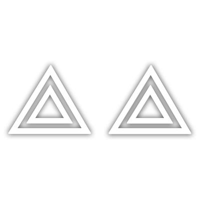 Hazard Lamp Sticker (White) Triangle Mark Cutting Sticker Switch Car Inspection Set of 2