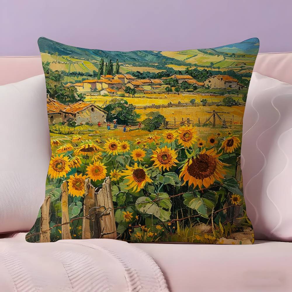 Styl krajinomalby Povlak na polštář Ultra měkká tkanina šetrná k pokožce Komfort jako obláček & Skrytý zip