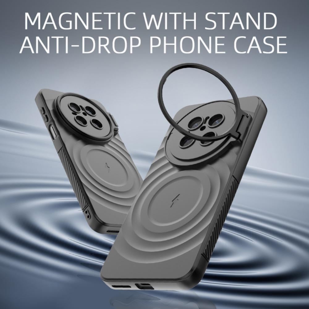 New Anti-Drop Magnetic Case for Huawei Mate 70 Pro Plus 5G Mate70 Pro+ Wireless Charging Kickstand Shell Silky Touch Wave Pattern Cover