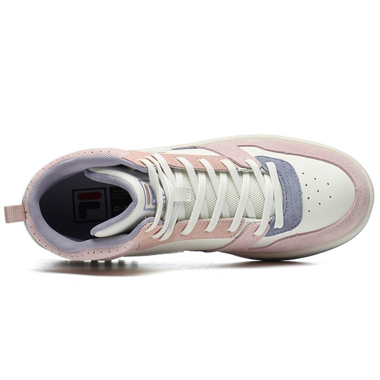 FILA Leather Retro Casual Non-Slip Durable High-Top Skate Shoes Women sneaker Light-Pink F12W216205FWP