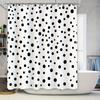 Modern Bathroom Decor Shower Curtain with Black Spots Waterproof Fabric for Bathtub White Bath Liner with Rod Pocket (180x180cm)