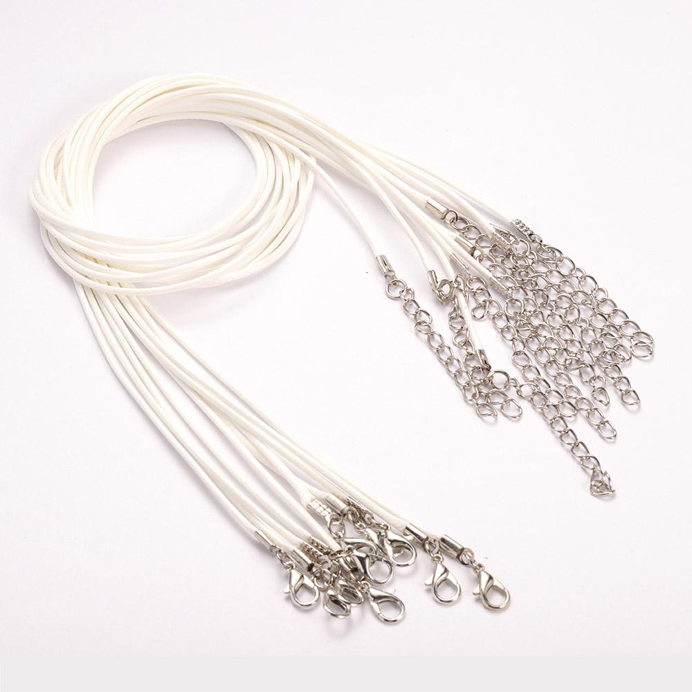 10-20pcs 45cm+5cm Lobster Clasp String Cord Real Leather Adjustable Braided Rope for Necklace Jewelry Making DIY Accessories