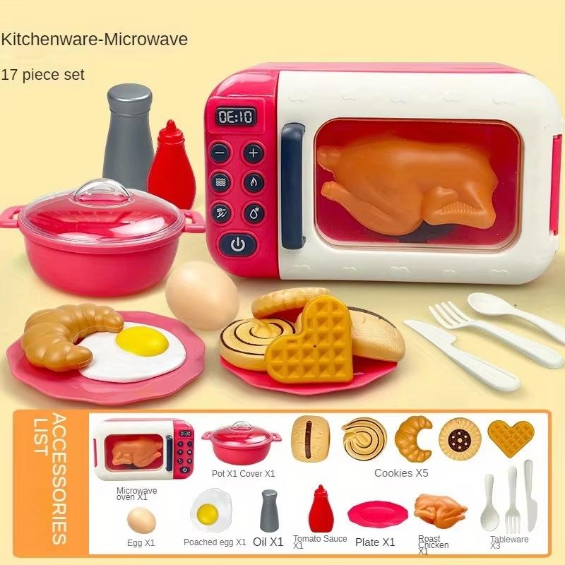 Kids Cooking And Baking Playset Simulation Rice Cooker Microwware Gas Refrigerator Toy Pretend Play Kitchen For Boys & Girls