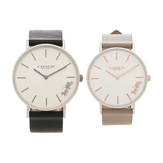 [Coach] Pair Watch Women s Men s Perry 36mm Quartz White Black Beige COACH 14503115 14503119 Leather [Parallel Import]
