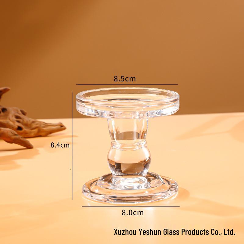 Roman Glass Pillar Candlestick Holder - French Retro Decor for Romantic Candlelight Dinner прозрачный