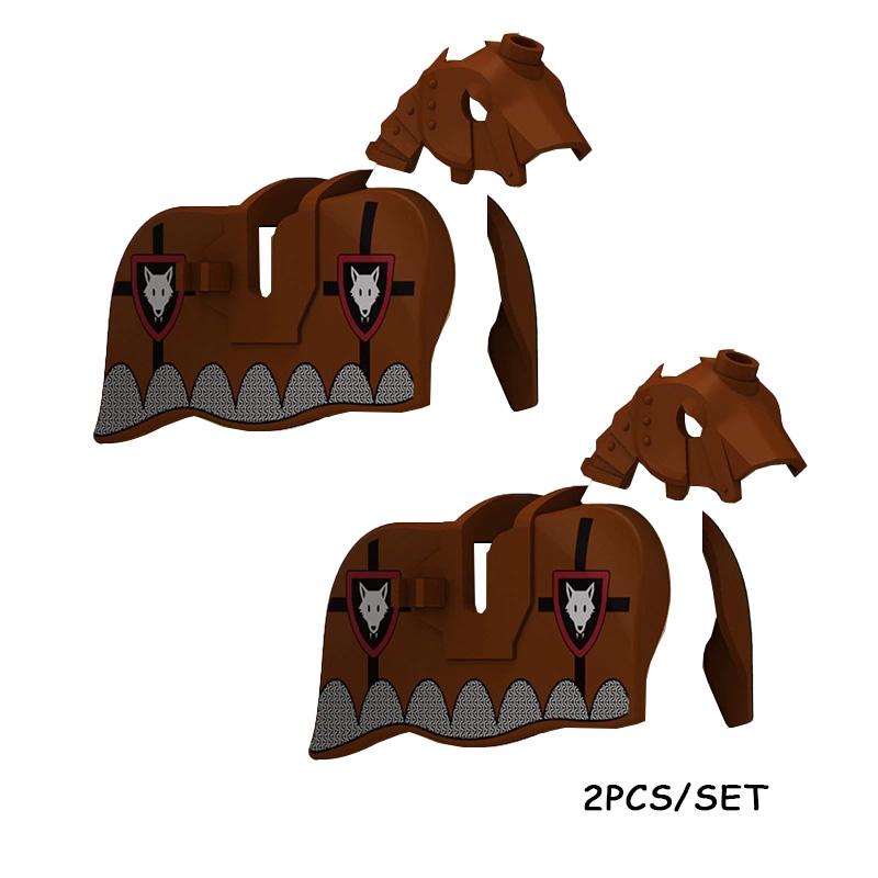 MOC Medeival Knights Horse Building Blocks Crow Wolf Warhorse Eagle Lion Green Dragon Warrior Bricks Toys Kids Gift