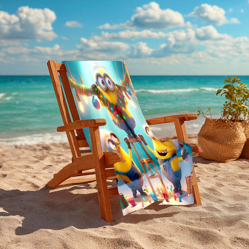 1Pc Christmas Minions Celebration Beach Towel Quick Dry Multiuse For Beach Pool Gym Yoga Home Travel Christmas Halloween Xmas Gift S1226