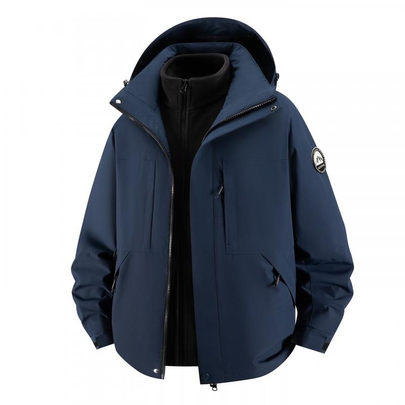 Men Women 3-in-1 Outdoor Waterproof Windproof Jacket With Detachable Down Inner Layer Hiking Camping Winter