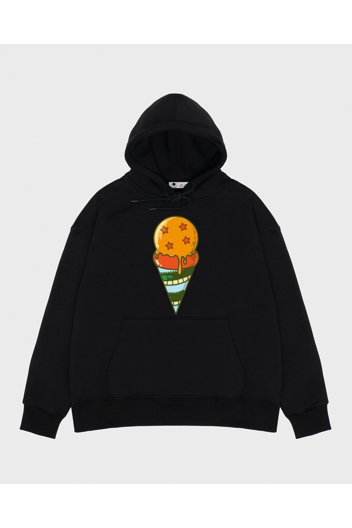 

Черная толстовка с капюшоном унисекс Dragon Ball Ice Cream