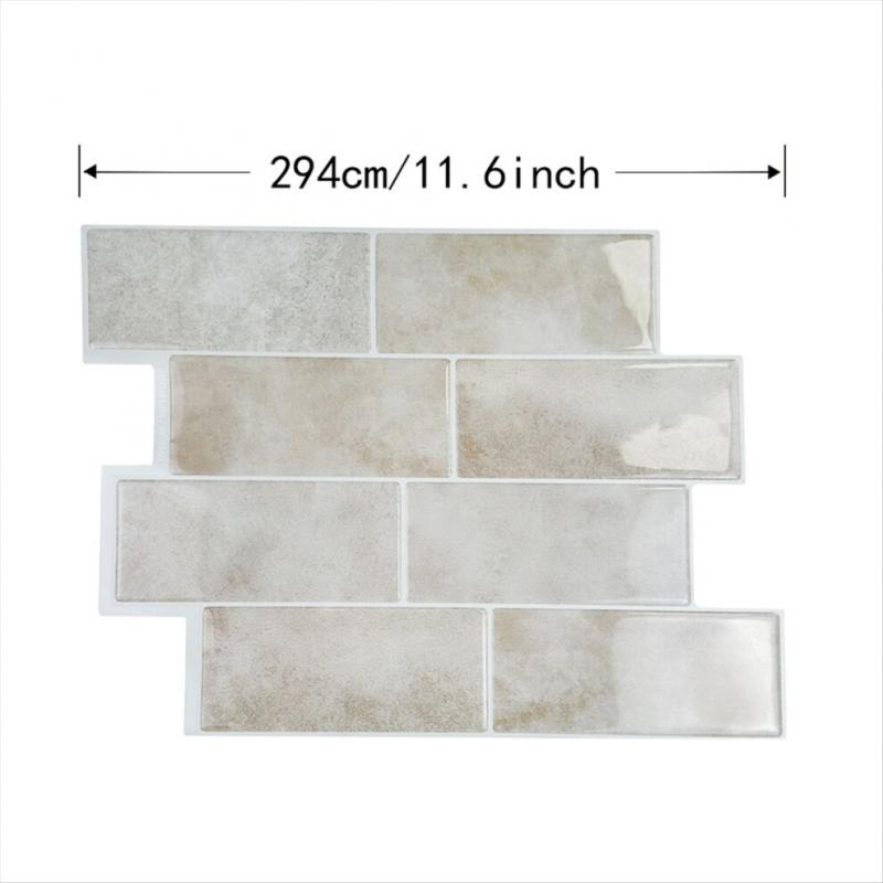 Selbstklebende U-Bahn-Wandfliesen für Badezimmer, wasserfest, 10 Stück, beige Steinoptik