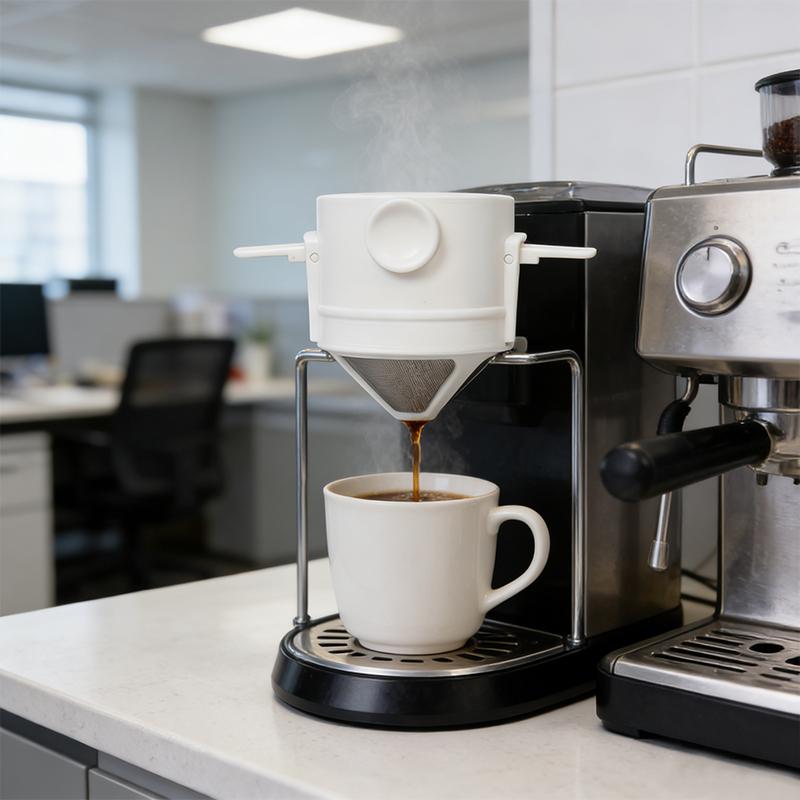 1PC Reusable Gifts Ear Hook Easy Pour Design Coffee Filter Portable With Foldable Dripper Office Stainless Steel Home