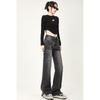 Women's Casual Fashion High Waist Straight Floor-length Jeans