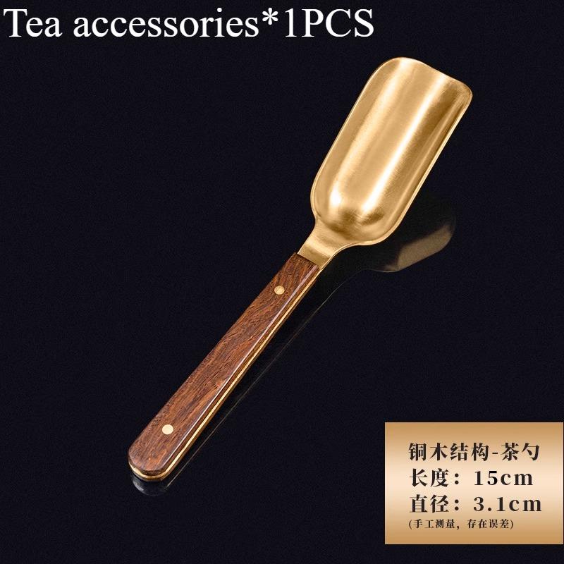 Copper+ebony/tea Knife/pen Holder/tea Clip/tea Ceremony Six Gentlemen/Kung Fu Tea Set Accessories Mini Tongs Wooden Tongs