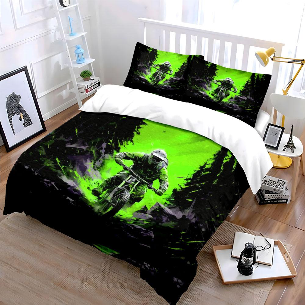 Cycling Adventure Three-Piece Set Soft Skin-Friendly Bedding Set Includes 1 Duvet Cover And 2 Pillowcase Gift